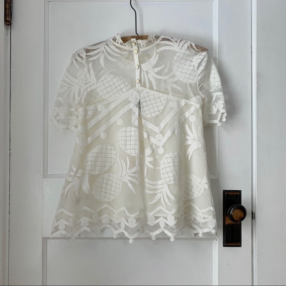 Anthropologie Maeve Pina Lace Top 0 - Picture 4 of 11